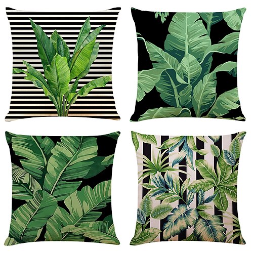 

Plants Double Side Cushion Cover 4PC Soft Decorative Square Throw Pillow Cover Cushion Case Pillowcase for Bedroom Livingroom Superior Quality Machine Washable Indoor Cushion for Sofa Couch Bed Chair