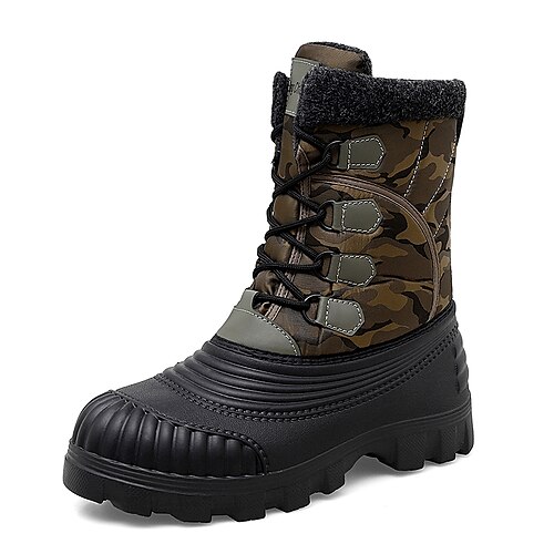 

Men's Hiking Shoes Sneakers Fleece Lining Outdoor Leather Fall Winter Black Army Green Brown / Round Toe