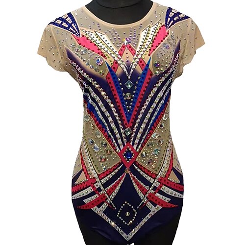 

Rhythmic Gymnastics Leotards Artistic Gymnastics Leotards Women's Girls' Leotard Spandex High Elasticity Breathable Handmade Long Sleeve Training Competition Dance Rhythmic Gymnastics Artistic