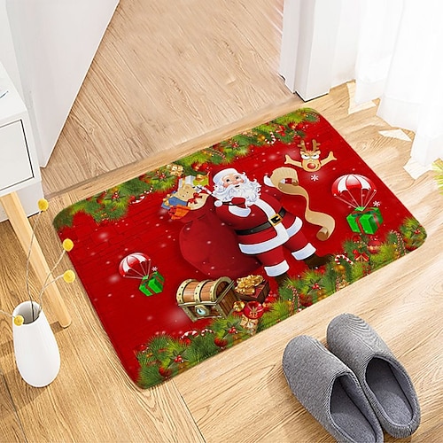 

Christmas Series Flannel Printing Mat Bedroom Livingroom Bathroom Absorbent Non-slip Carpet Floor Mat Home Decoration 40X60/50X80cm