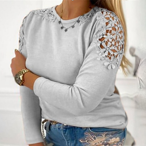 

Dame T skjorte Hettegenser Svart Lysegrønn Rosa عادي Blonde Langermet Daglig Sport Gatemote Hettegenser Crewneck Normal L