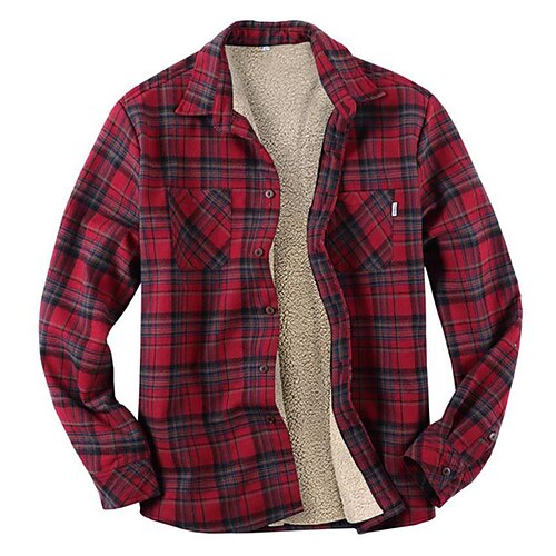 

Per uomo Giacca invernale Giacca da camicia Cappotto invernale Giacca in sherpa Giacca di flanella Caldo Informale Giacca Capispalla A quadri Rosso