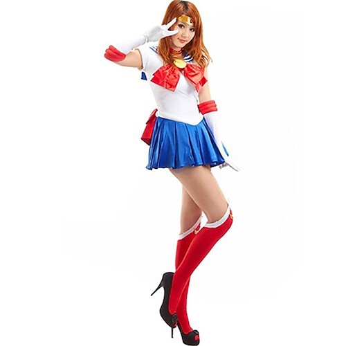 Inspirat de Cosplay Școlărițe Anime Costume Cosplay Japoneză Costume Cosplay Fără manșon Rochie Mănuși Panglică Pentru Bărbați Pentru femei Fete