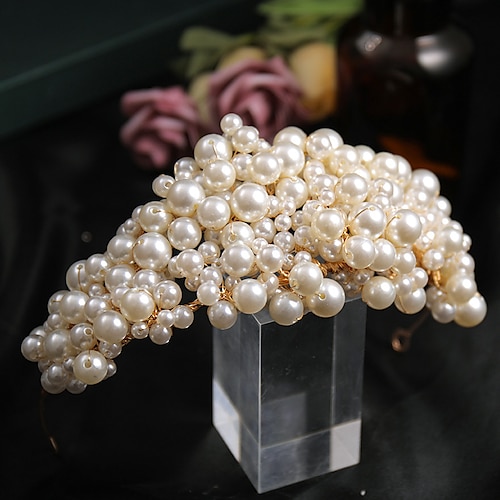 

Crown Tiaras Headbands Headpiece Imitation Pearl Alloy Wedding Party / Evening Retro With Faux Pearl Headpiece Headwear