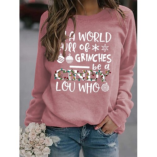 

Women's Sweatshirt Pullover Active Streetwear Print Green Black Blue Graphic Text Daily Crew Neck Long Sleeve Cotton S M L XL XXL