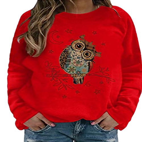 

Women's Sweater Jumper Knit Animal Round Casual Hoodie Daily Fall Winter Green White S M L / Long Sleeve