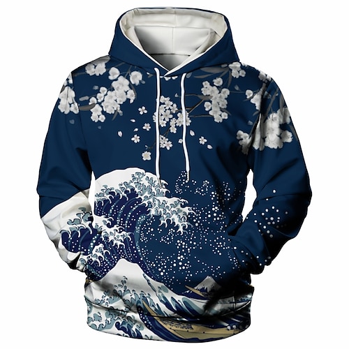 

Homme Sweat à capuche Bleu Capuche Graphic Paysage Casual du quotidien Fin de semaine 3D effet Grande Taille Casual Printemps Automne hiver Vêtement Tenue Pulls Capuche Pulls molletonnés manche longue