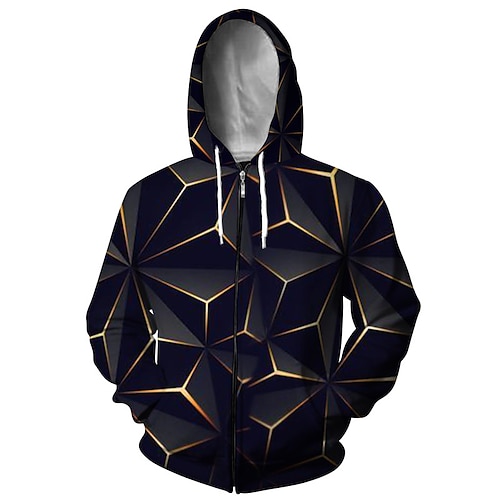 

Herren Unisex Hoodie Sweatshirt Kapuze Kapuzenshirt mit durchgehendem Reißverschluss Jacke Schwarz Mit Kapuze Geometrisch Grafik-Drucke Zip Bedruckt Täglich Sport 3D-Druck Designer Casual Groß und