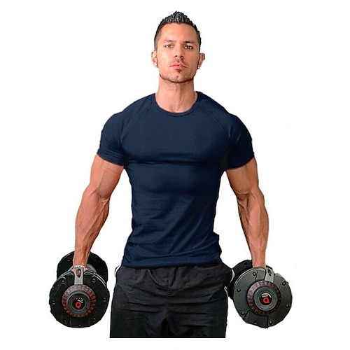 

Men Muscle Tee T Shirt Stretch Short Sleeve Crew Neck Bodybuilding Workout Basic Daily Tops Navy White Wine Red