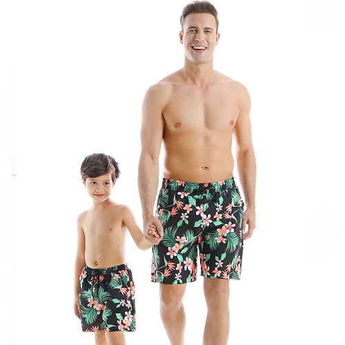 

Papa et moi Maillot de bain Floral Graphique Feuille Sport Loisir Imprimer Noir Décontractée Tenues assorties / L'autume / Eté / Vacances