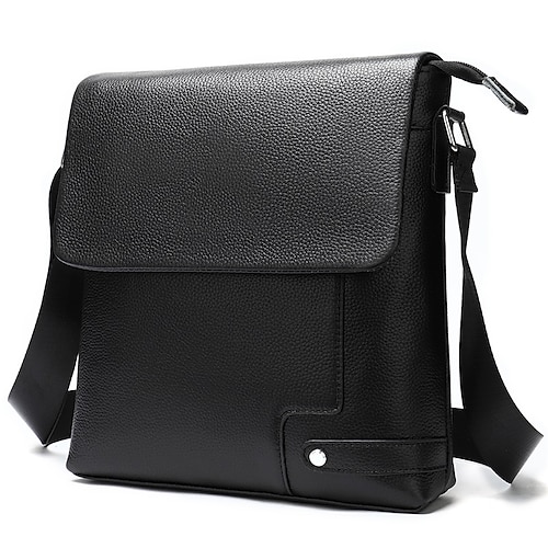 

Men's Retro Mobile Phone Bag Messenger Bag Crossbody Bag Nappa Leather Cowhide Zipper Daily Black