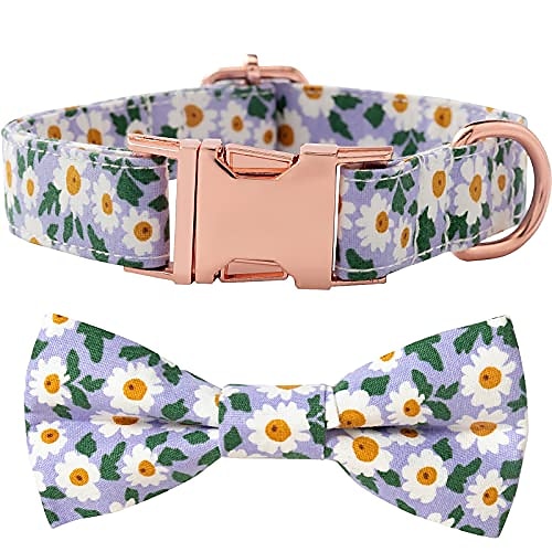 

Bowtie Dog Collar, Cute Pattern Bow Tie Dog Collar Girl, Adjustable Soft for Small Medium Large Dogs and Cats, Comfortable Cotton Collars with Metal Buckle, Durable Pet Puppy Gift Purple