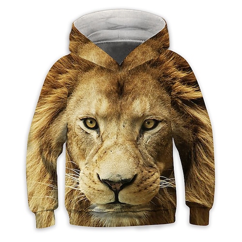 

Kids Boys Hoodie Animal Outdoor 3D Print Long Sleeve Active 3-12 Years Winter Yellow