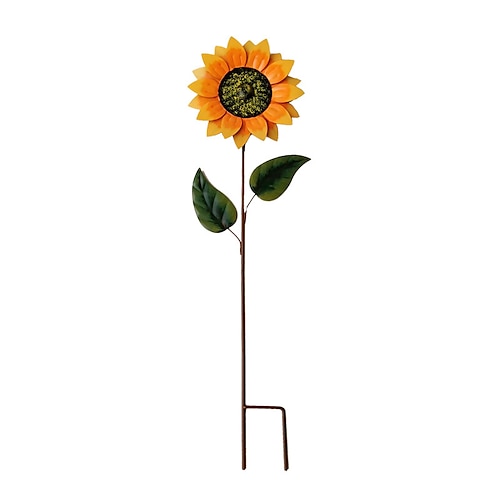 

Wrought Iron Sunflower Rotating Windmill Outdoor Garden Courtyard Villa Lawn Sunflower Decoration Plug-In Ornaments Landscaping