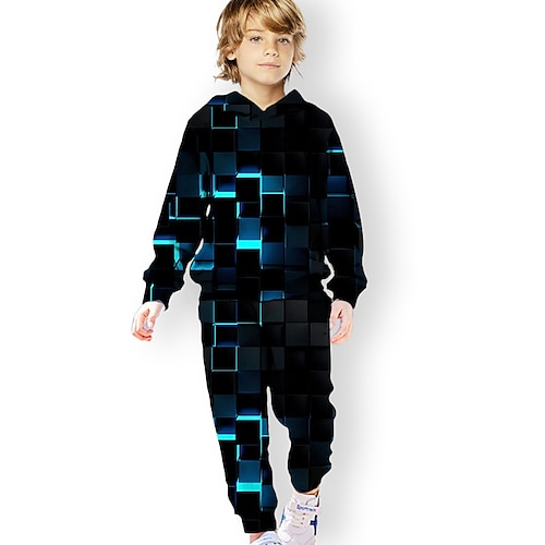 

Kids Unisex Hoodie & Pants Clothing Set 2 Pieces Long Sleeve Green Blue Purple Geometric Gradient Ramp Print Vacation Outdoor Comfort Sports Regular 3-12 Years / Fall / Winter / Spring / Summer