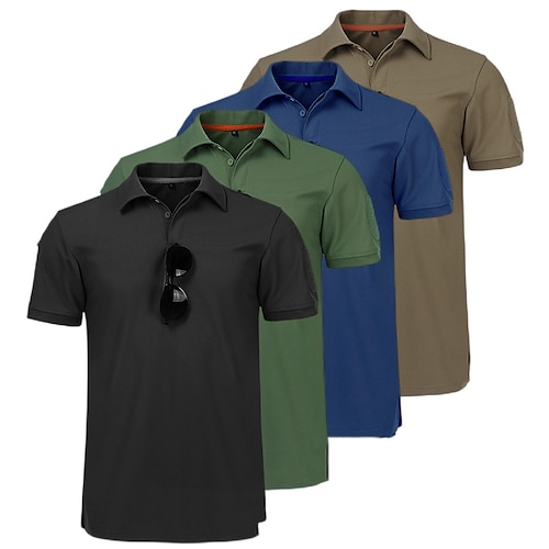

Men's Hunting Shirt Tactical Military Shirt Solid Colored Short Sleeve Outdoor Summer Ventilation Breathable Quick Dry Wearable Top Polyester Camping / Hiking Hunting Fishing Black Green Khaki Blue