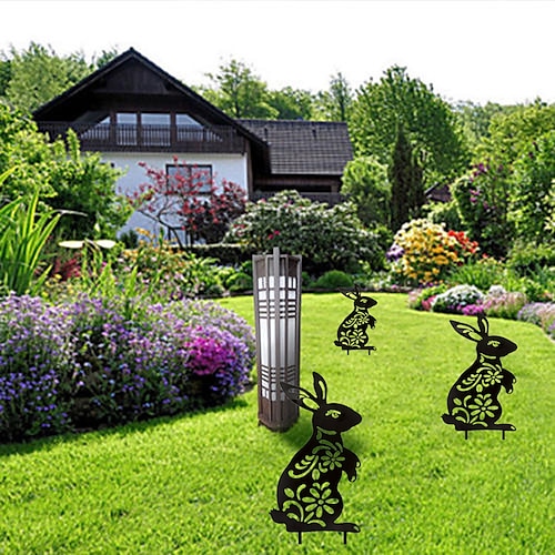 

Rabbit Yard Art Easter garden decorations Grass garden floral rabbit decorations