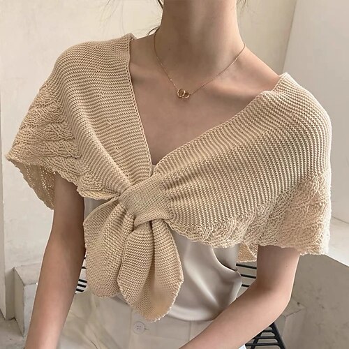 

Women's Shrug Jumper Crochet Knit Lace up Knitted Pure Color V Neck Basic Stylish Outdoor Home Spring Summer Yellow Khaki One-Size / Sleeveless / Sleeveless / Casual / Regular Fit