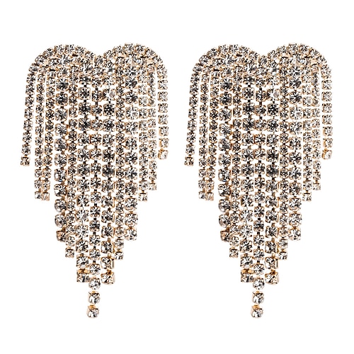 

Women's White Drop Earrings Tassel Fringe Star Luxury Classic Imitation Diamond Earrings Jewelry Silver / Gold For Wedding Festival 1 Pair
