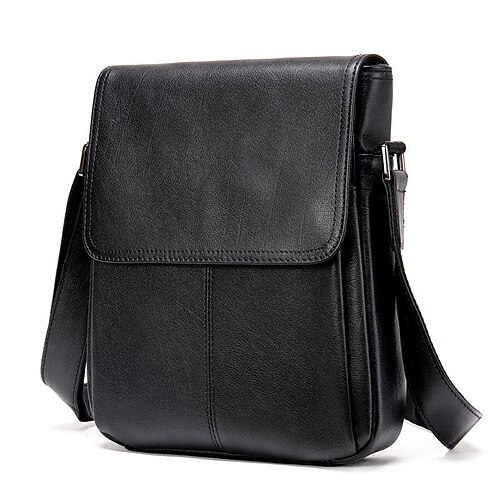 

Men's Messenger Bag Mobile Phone Bag Messenger Bag Crossbody Bag Nappa Leather Cowhide Zipper Daily Black