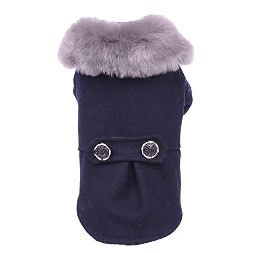 

Dog Fur Collar Coat Winter Plush Clothing Keep Warm Soft Puppy Two-Legged Jacket Coat for Small Medium Dogs Black M