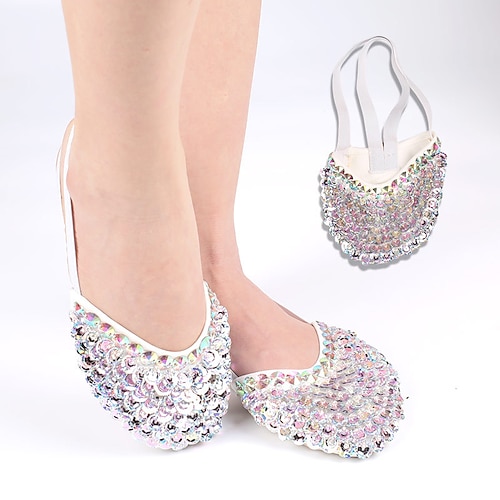 

Women's Ballet Shoes Belly Dance Practice Trainning Dance Shoes Stage Indoor Contemporary Glitter Flat Heel Silver Elastic Band / Sparkling Glitter