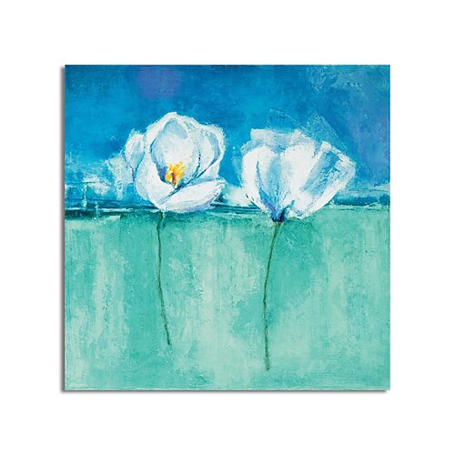 

Oil Painting Handmade Hand Painted Wall Art Abstract White Flowers Canvas Painting Home Decoration Decor Stretched Frame Ready to Hang