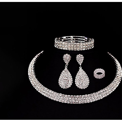 

Women's Bridal Jewelry Sets Retro Precious Stylish Elegant Fashion Korean French Earrings Jewelry Silver For Party Wedding Gift Engagement Festival Four-piece Suit