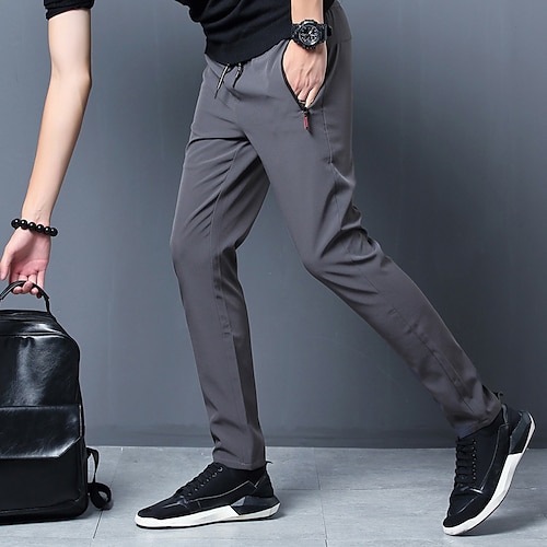 

Men's Pants Side Pockets Drawstring Solid Color Sport Athleisure Bottoms Breathable Soft Comfortable Everyday Use Street Casual Athleisure Daily Activewear Outdoor