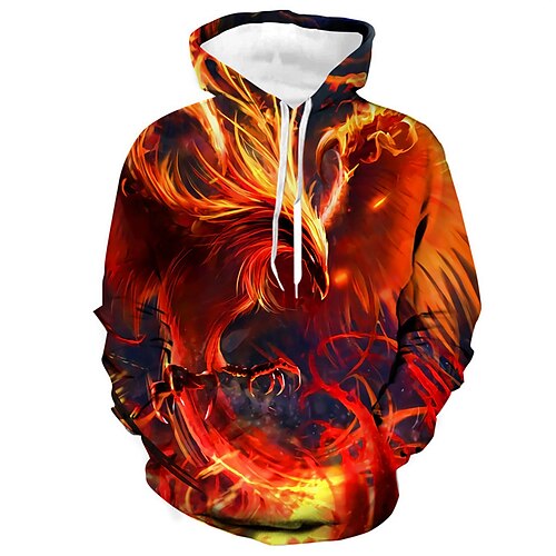 

Men's Unisex Hoodie Pullover Hoodie Sweatshirt Red Hooded Graphic Prints Print Daily Sports 3D Print Designer Casual Big and Tall Spring & Fall Clothing Apparel Phoenix Hoodies Sweatshirts Long