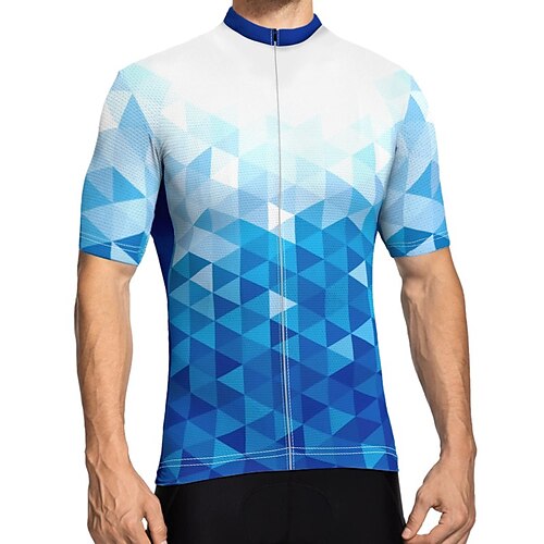 

21Grams Men's Cycling Jersey Short Sleeve Bike Jersey Top with 3 Rear Pockets Mountain Bike MTB Road Bike Cycling Breathable Quick Dry Moisture Wicking Soft Blue Fluorescent Polyester Spandex Sports