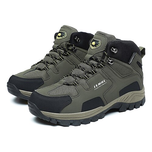 

Men's Boots Hiking Boots Sporty Casual Daily Hiking Shoes PU Tissage Volant Booties / Ankle Boots Army Green Brown Gray Winter Fall