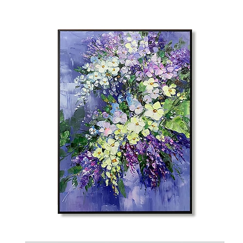 

Oil Painting Handmade Hand Painted Wall Art Abstract Knife Purple Flowers Home Decoration Decor Rolled Canvas No Frame Unstretched