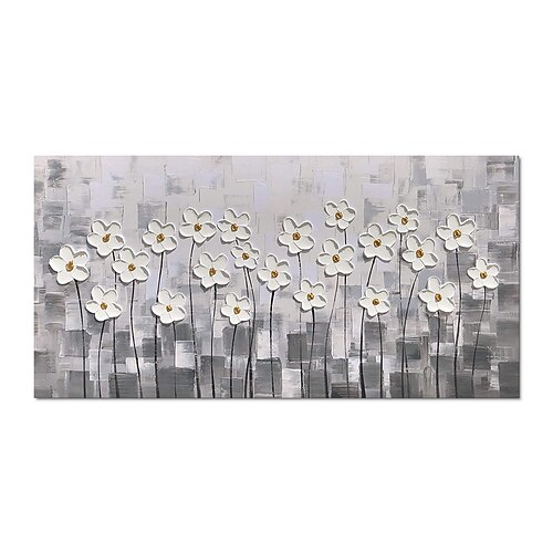 

Oil Painting Handmade Hand Painted Wall Art Abstrac 3D Palette Knife White Flower Living Room Home Decoration Decor Rolled Canvas No Frame Unstretched