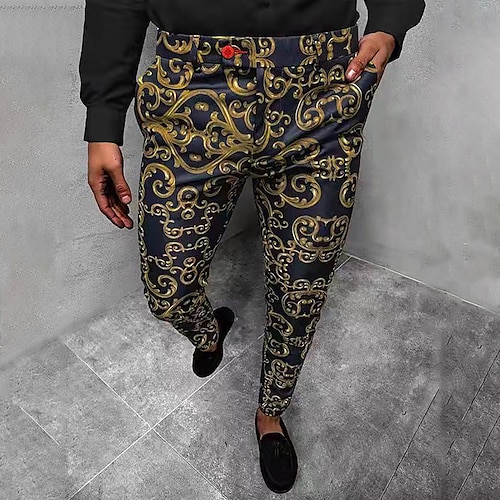 

Men's Chinos Trousers Jogger Pants Pocket Graphic Prints Breathable Soft Casual Daily Fashion Streetwear Blue Micro-elastic