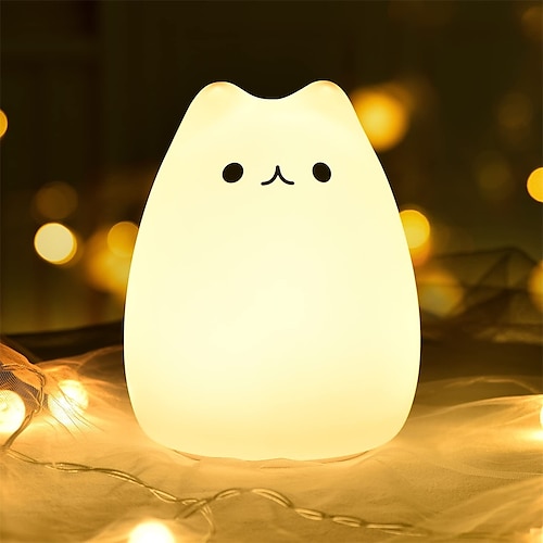 

simpatica luce notturna per bambine neonato regali per bambini simpatiche luci notturne per gatti lampade in silicone squishy 7 colori che cambiano luce notturna portatile ricaricabile usb