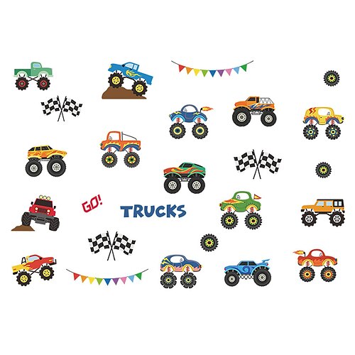 

Cartoon Mountain Buggy Wall Stickers Living Room Kids Room & Kindergarten Removable Pre-pasted PVC Home Decoration Wall Decal 60X40cm