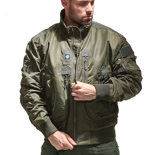 

Men's Bomber Jacket MA-1 Flight Jacket Military Tactical Jacket Outdoor Thermal Warm Windproof Multi-Pockets Breathable Fall Winter Spring Jacket Hunting Military Training ArmyGreen