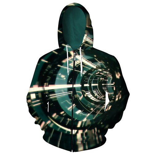 

Men's Unisex Hoodie Full Zip Hoodie Jacket Black Hooded Geometric Optical Illusion Graphic Prints Zipper Print Daily Sports 3D Print Designer Casual Big and Tall Spring & Fall Clothing Apparel