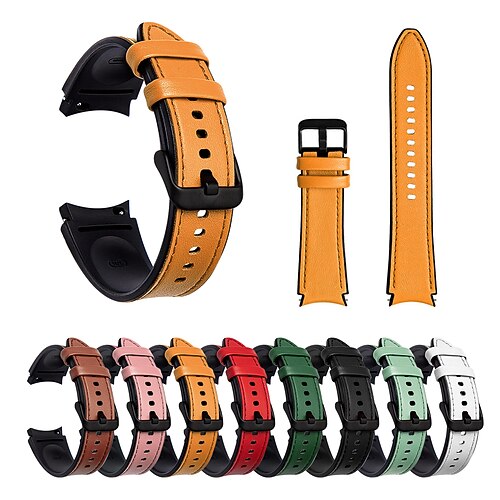 

1 pcs Smart Watch Band for Samsung Galaxy Watch 4 40mm Galaxy Watch 4 44mm Sport Band Silicone Genuine Leather Business Soft Classic Clasp Replacement Wrist Strap