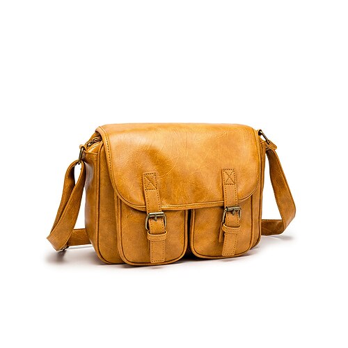

men's unisex satchel bag messenger bag pu leather fashion french texture niche messenger bag