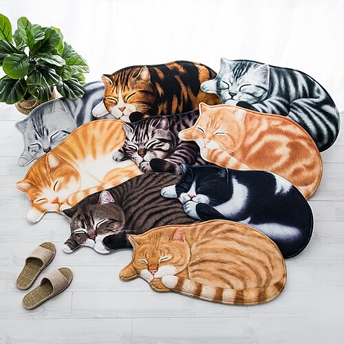 

Cat Rugs Door Mat Foot Carpet for Living Room Indoor Outdoor Bathroom, Non-Slip Washable