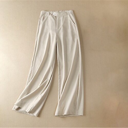 

Women's Plus Size Wide Leg Chinos Pocket Solid Color Streetwear Chino Casual Daily High Full Length Spring Fall White Black Purple L XL XXL 3XL / Cotton