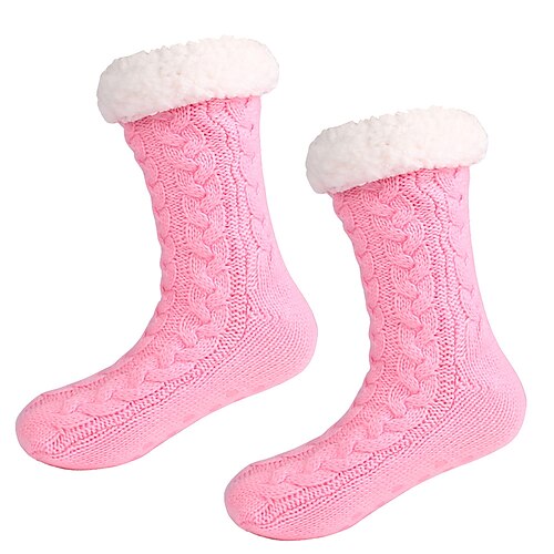 

Women's 1 Pair Socks Casual Socks Slipper Socks Fashion Comfort Acrylic Solid Colored Casual Daily Indoor Warm Winter Fall Black Blue Pink