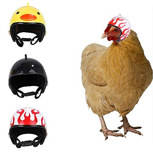 

3PCS Creative pet Chicken Helmet Holiday Funny Protection Hen hat Bird hat Headgear Flame Black Eight Yellow Duck