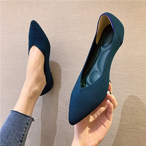 

Women's Flats Flat Heel Pointed Toe Business Basic Casual Daily Office Tissage Volant Loafer Fall Spring Summer Solid Colored Leopard Black / White Almond Leopard