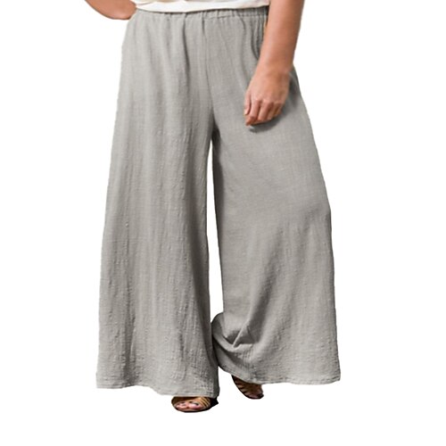

Women's Plus Size Wide Leg Chinos Solid Color Casual Chino Dailywear Causal High Waist Full Length Fall Spring Autumn Black Blue Pink L XL XXL 3XL 4XL / Cotton