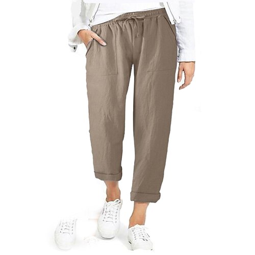 

Women's Plus Size Curve Pants Chinos Drawstring Print Solid Color Casual Casual Daily Natural Full Length Fall Black Blue Gray L XL XXL 4XL 5XL