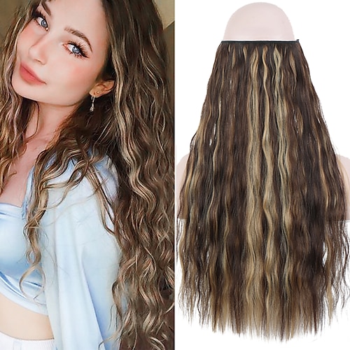 

No Clip Halo Hair Extensions Synthetic Wave CurlyStraight Secret Wire Natural Hair Extensions Fake Hair For Women