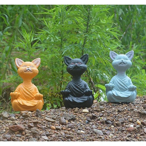 

12,5x8x5,5 cm jardín decoración del hogar adornos gato meditación animal meditación gato resina artesanía adornos